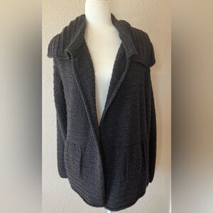 Eddie Bauer Women’s M Black Chunky Knit Open Front Cardigan Sweater Coat